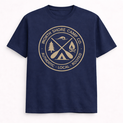 North Shore Camp Co. Heritage Badge Tee — Navy